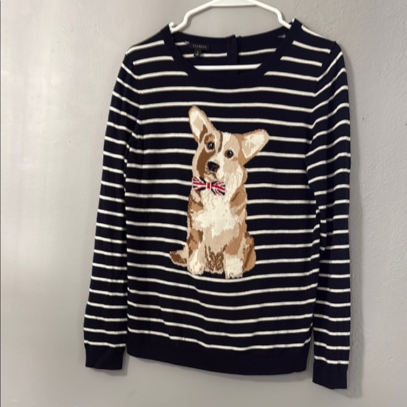 Striped Sweater with Corgi Design - Picture 1 of 4